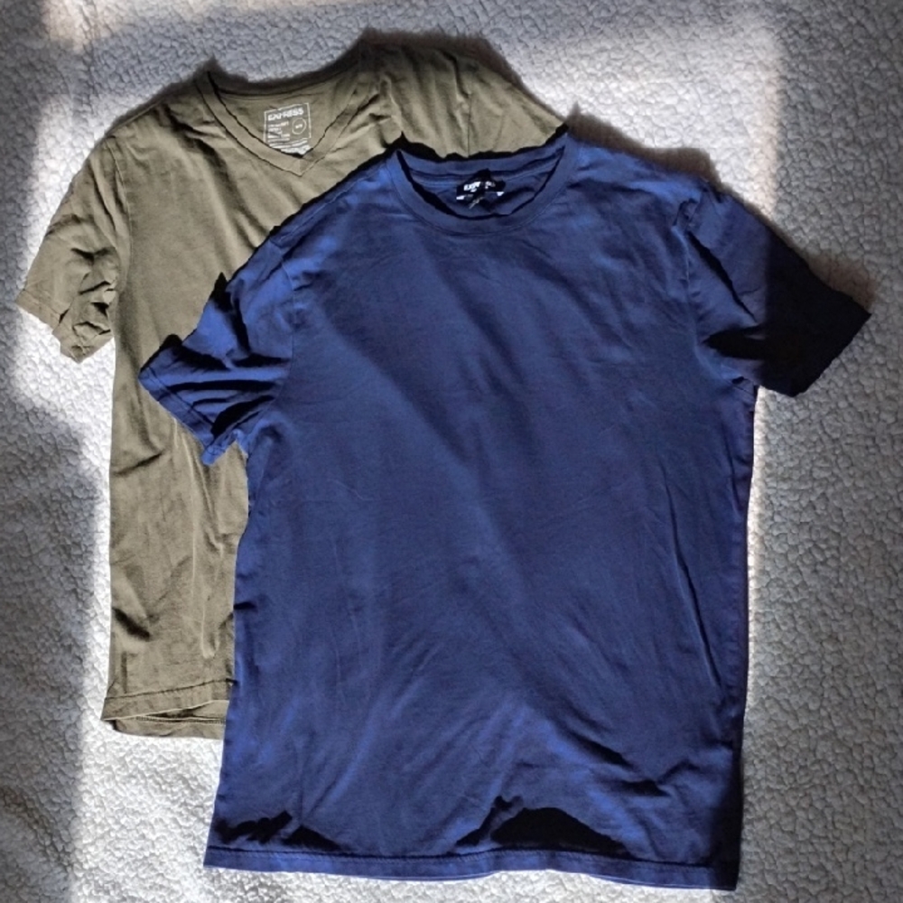 Express Olive and Navy Short Sleeve Tees